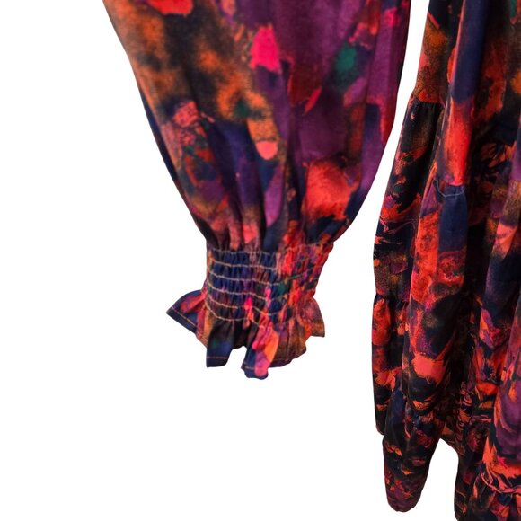 NWT Avara Bailey Floral Tiered Hem Boho Midi Dress Size Large *Missing Belt* - Picture 6 of 7